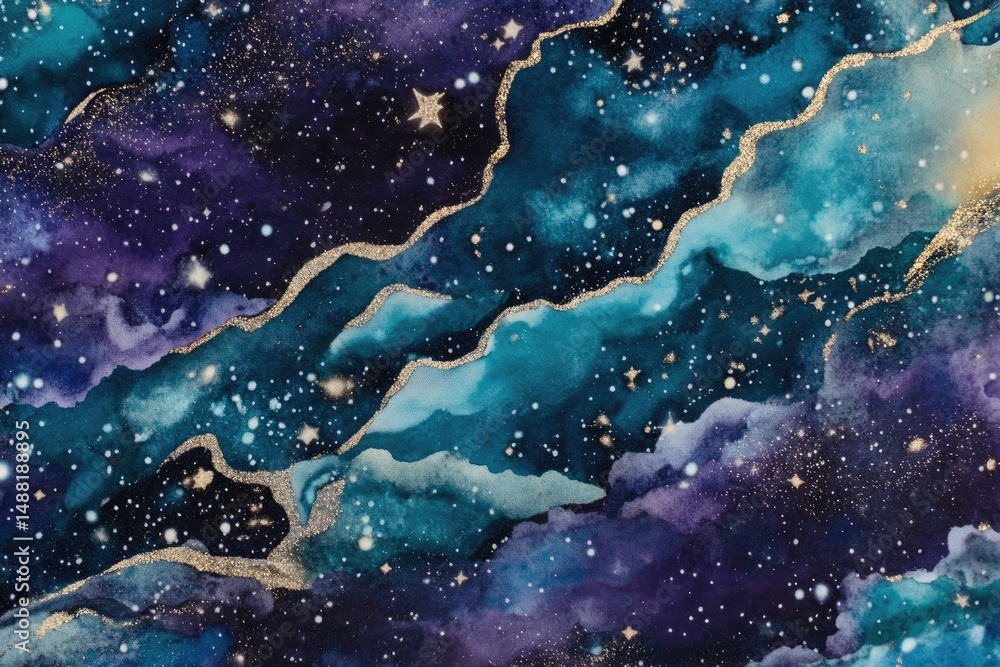 Obraz premium Abstract space nebula watercolor design