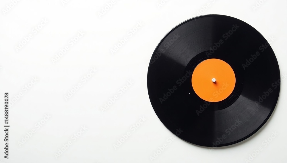 Obraz premium Turntable vinyl record on white background, top view, vinyl, turntable
