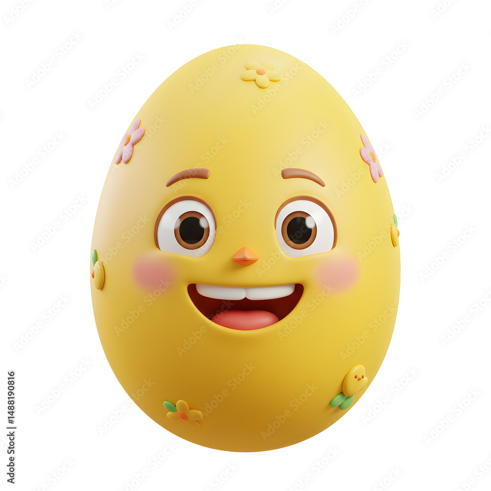 Fototapeta premium 黄色い笑顔のイースターエッグ 春の温かい光と可愛いデザイン