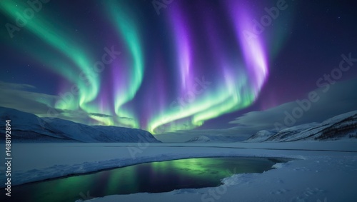 Wallpaper Mural Polar Northern Lights Displaying in the Sky Above Mountain Ranges Torontodigital.ca