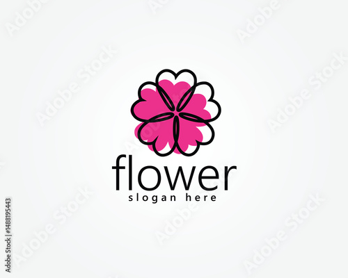 sakura logo, creative abstract line sakura flower logo design inspiration