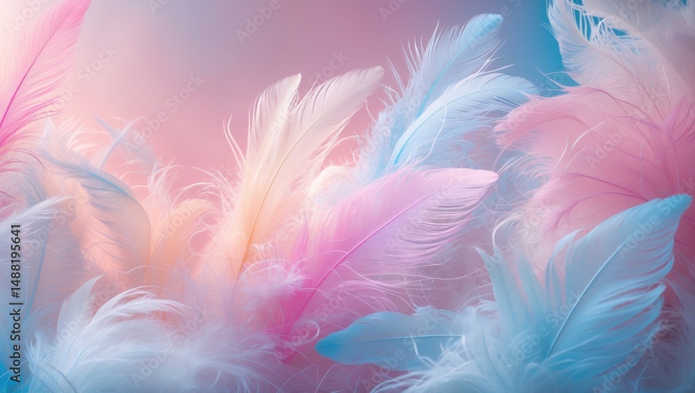 Obraz premium Vibrant pastel-hued feather texture backdrop