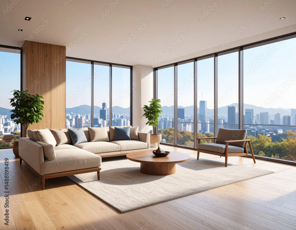 Fototapeta premium モダンなデザインの韓国ソウルに建つタワーマンション