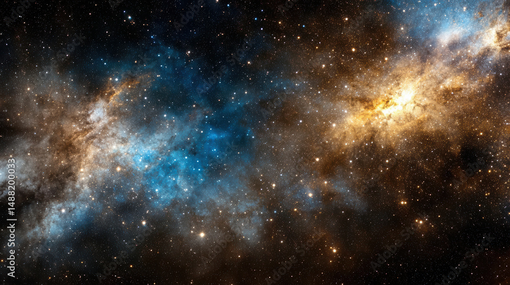 Fototapeta premium Vibrant galaxy with bright stars and swirling nebulae, showcasing cosmic beauty and wonder
