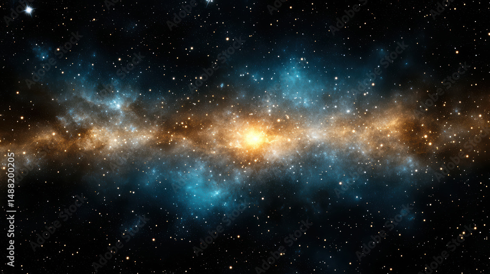Fototapeta premium Vibrant galaxy with bright stars and cosmic dust, showcasing stunning nebula