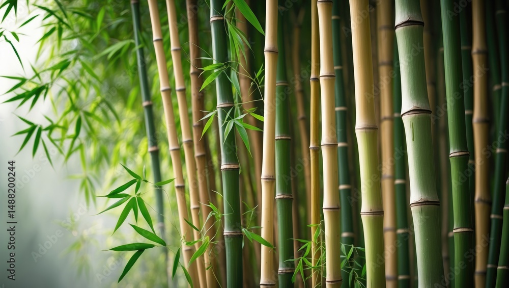 A cluster of bamboo shoots displaying their individual growth characteristics A cluster of bamboo shoots displaying their individual growth characteristics