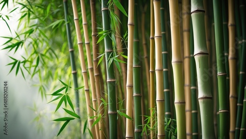 A cluster of bamboo shoots displaying their individual growth characteristics