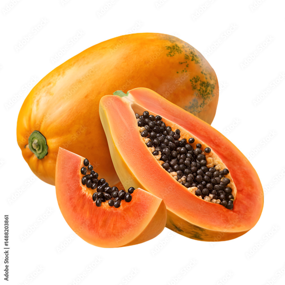Papaya fruit isolated on a transparent background Papaya fruit isolated on a transparent background