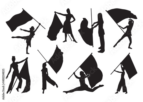 Color Guard Flags vector, Color Guard Flags Clipart, Color Guard Flags silhouette