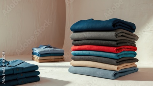 Men's apparel neatly folded on a background