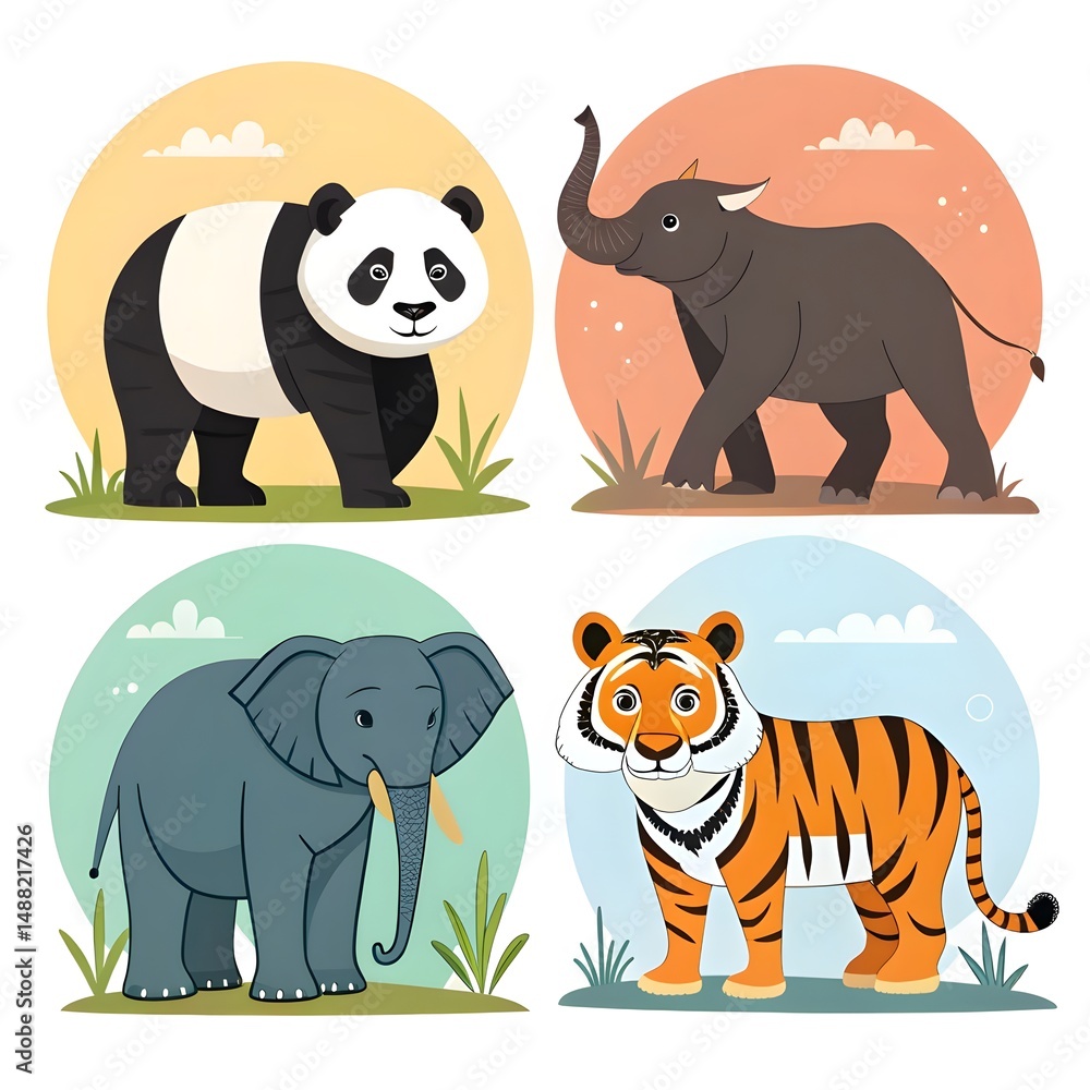 Fototapeta premium set of cartoon animals