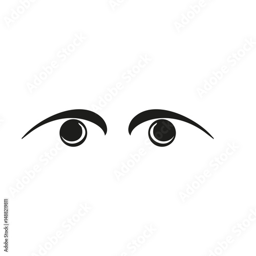 Eyes With Eyebrows Silhouette Illustration. Visual Perception And Observation Concept Isolated Vector Illustration