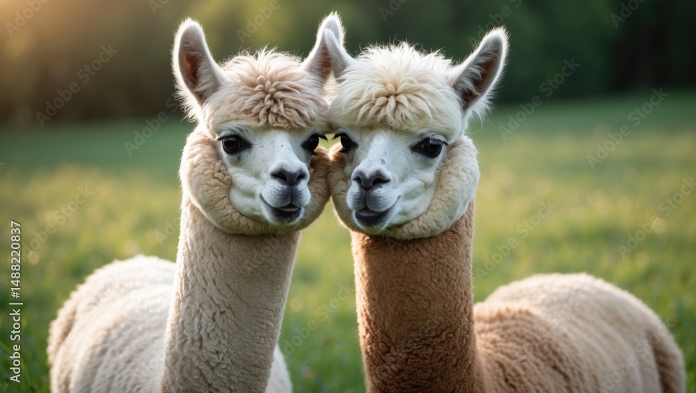 Fototapeta premium adorable pair of alpacas