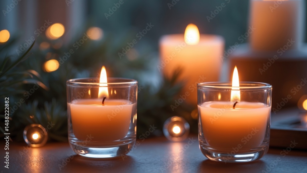Snug interior ambiance enhanced by burning candles Snug interior ambiance enhanced by burning candles