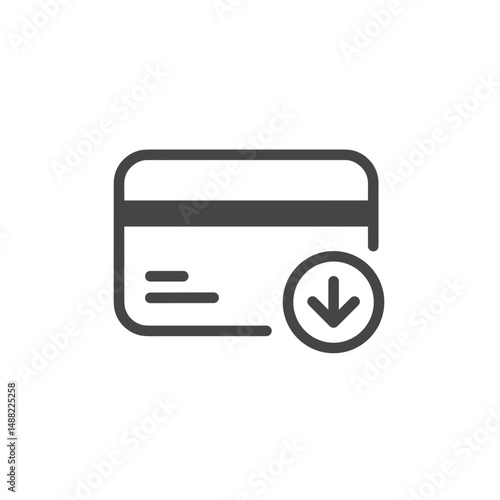 Credit card icon with downward arrow symbol for online payments  