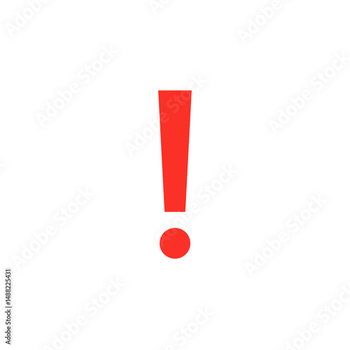 Red exclamation mark symbol on a white background  