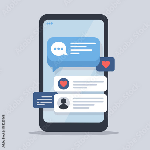 Notification interface on smartphone displaying chat messages and likes  