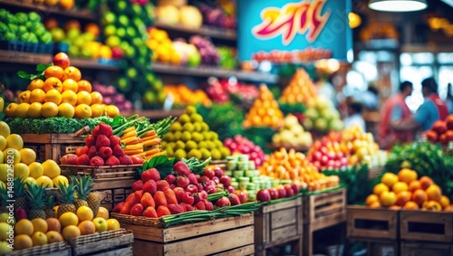 Fototapeta Naklejka Na Ścianę i Meble -  Picture of a fruit market