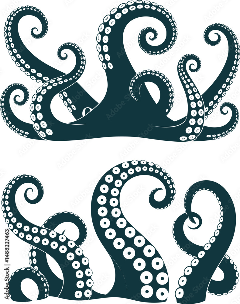 Obraz premium Tentacles , Silhouette, Sea Monster