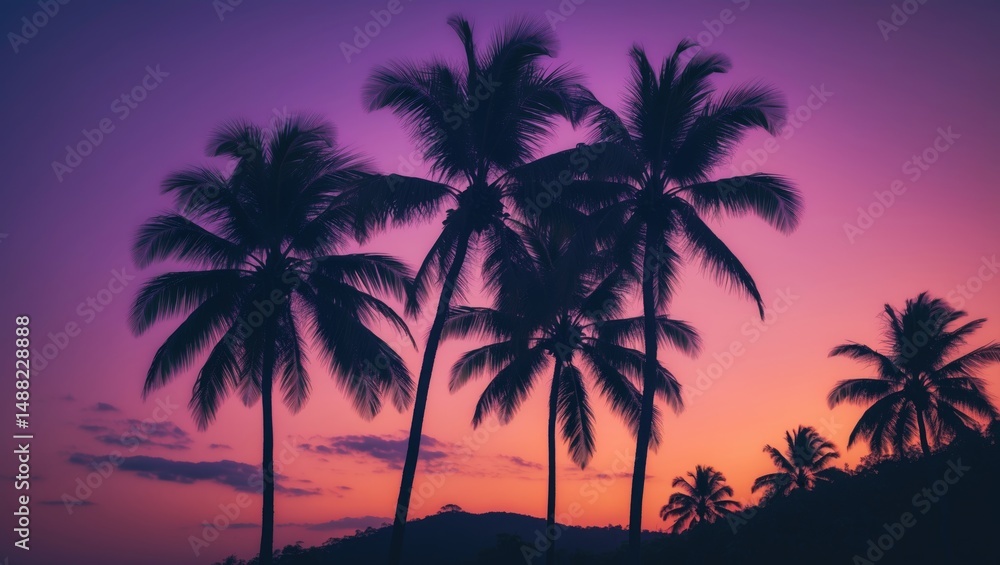 Obraz premium Outline of coconut tree against the sky