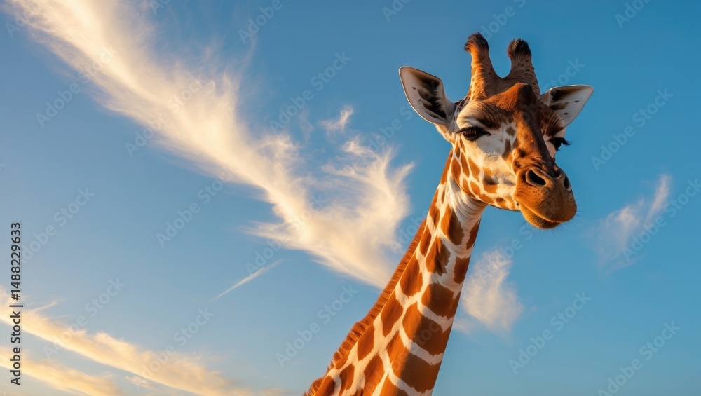 Naklejka premium Giraffe soaking up the sunlight