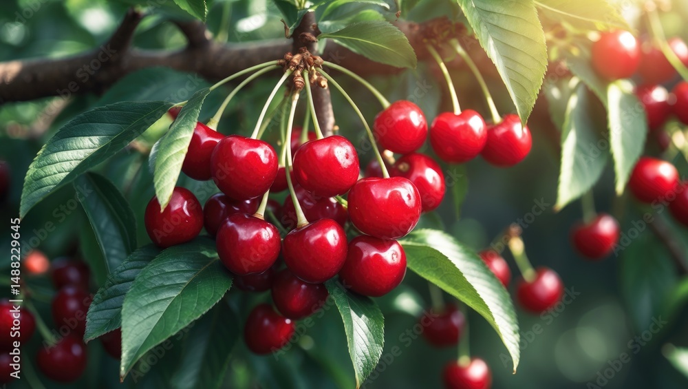 Obraz premium Ready-to-pick red cherries