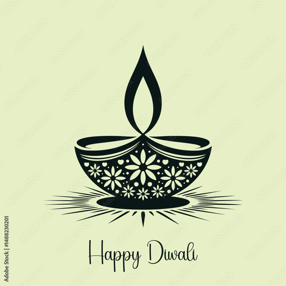 Happy Diwali decorative diya for festival card design, Diwali lamp, silhouette vector. Happy Diwali decorative diya for festival card design, Diwali lamp, silhouette vector.