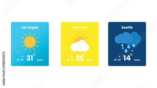 Weather forecast widget icon set stock illustration