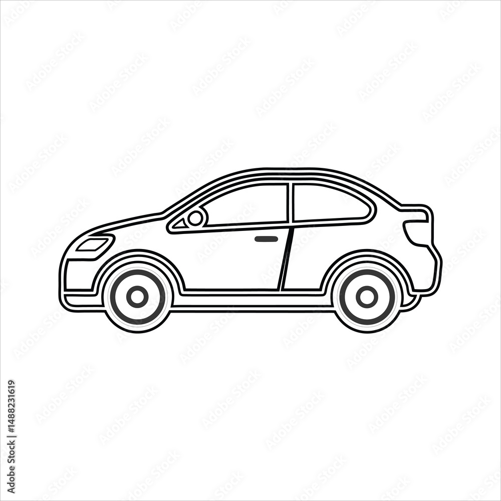 Fototapeta premium Car outline icon on white back ground