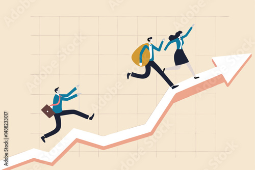 FOMO, Fear of missing out in crypto, feeling or anxiety to follow trend or people who share high profit experience concept, greed businessman run to follow people who get rich with crypto trading.