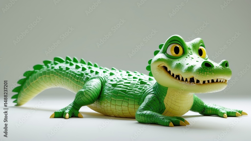 Fototapeta premium playful crocodile ornament lying supine