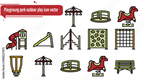  Playgroung park outdoor play icon vector