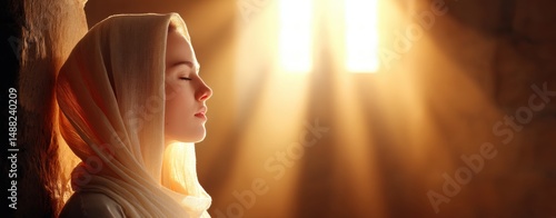 Annunciation of Mary. Ethereal Light Surrounding Mary in a Moment of Divine Serenity and Tranquility