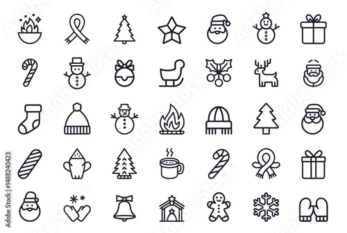 Winter holiday icons joy and cheer