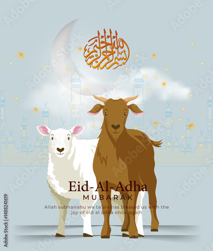 Eid Al Adha Mubarak Social Media Post Illustration Design Template