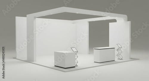 trade show booth,  exhibition stand,  expo stand, Modern Blank Trade Show Booth Design
