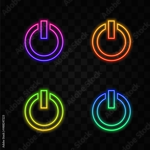 power button icon button icon. neon style. modern symbol for graphic and web design. on off button