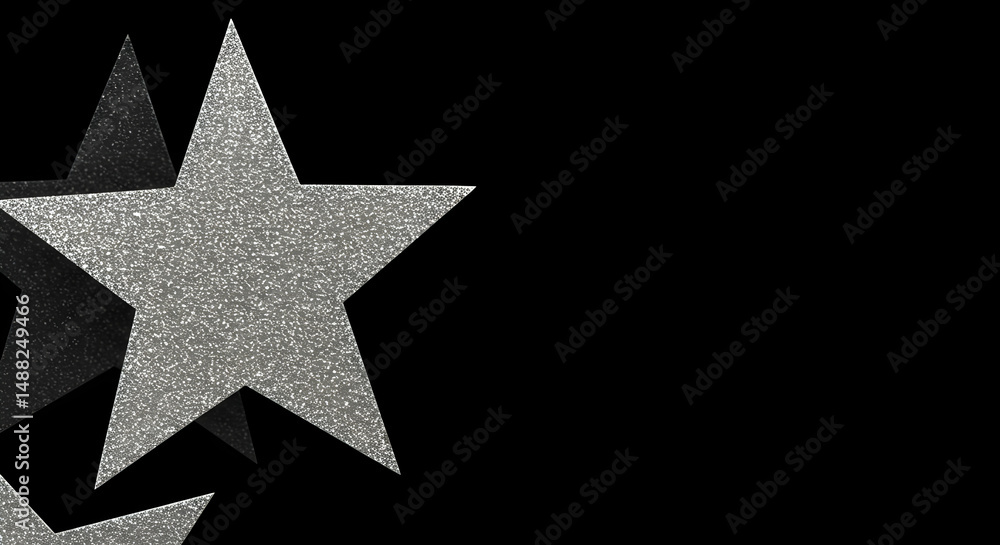 Fototapeta premium silver, glitter, stars, Silver Glitter Stars on Black Background