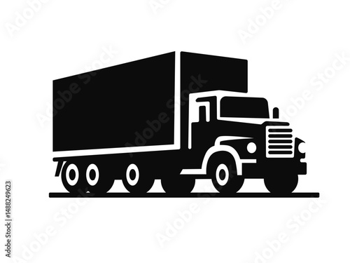 truck silhouette, cargo car, carrying large goods, vector illustration