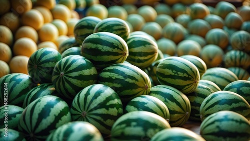 Heap of green cantaloupe, a well-liked fruit during Ramadhan.