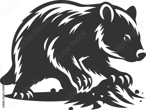 Wild animal vector silhouette wombat black drawing