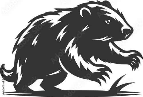 Wild animal vector silhouette wombat black drawing