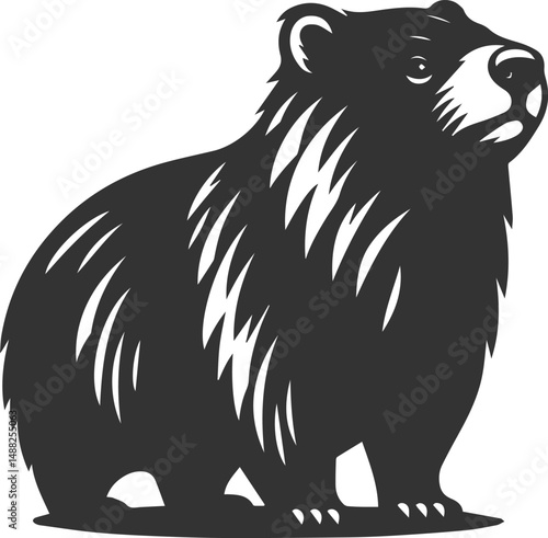 Wild animal vector silhouette wombat black drawing