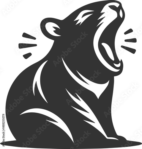 Wild animal vector silhouette wombat black drawing