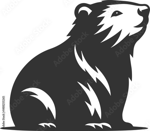 Wild animal vector silhouette wombat black drawing