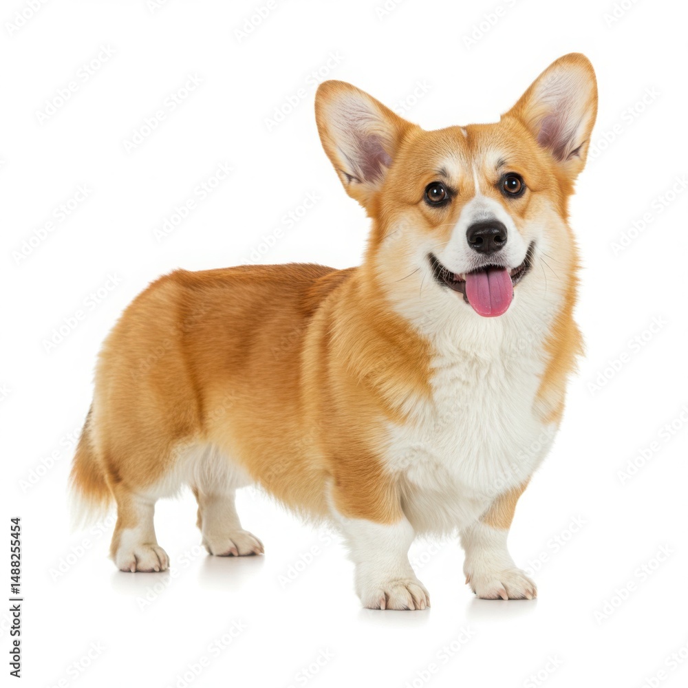 Happy corgi dog standing isolated on white background Happy corgi dog standing isolated on white background