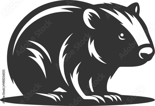 Wild animal vector silhouette wombat black drawing