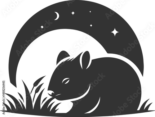 Wild animal vector silhouette wombat black drawing