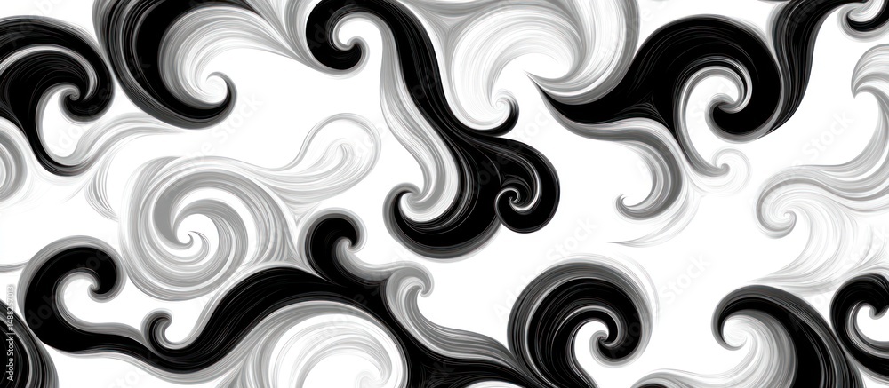 Fototapeta premium Elegant monochrome swirls pattern for backgrounds and decorative designs