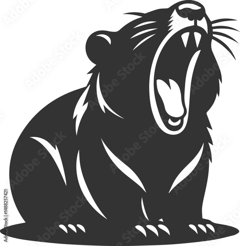 Wild animal vector silhouette wombat black drawing